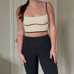 Athletic Cream and Black Trim Cropped Tank